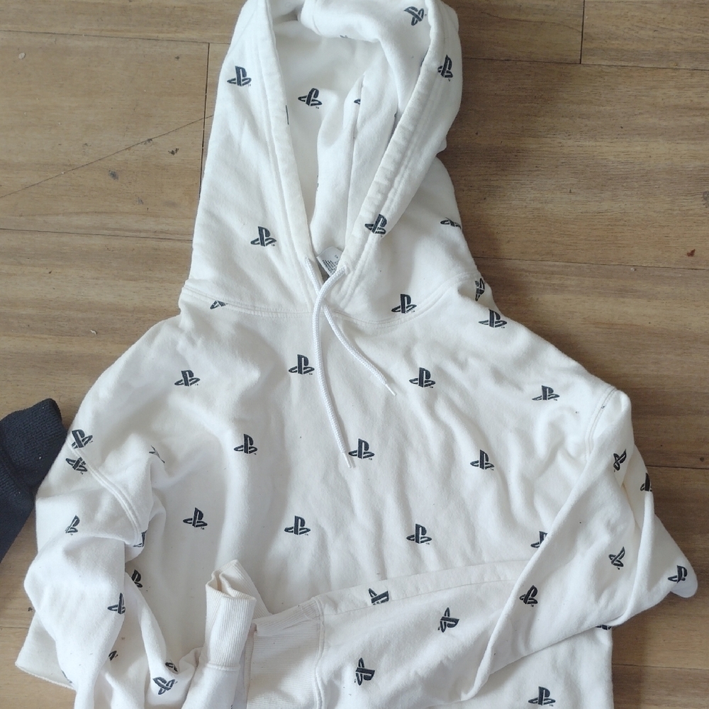 Sony White Hoodie with Black Logo
